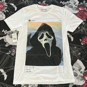 NWT GHOST FACE THE ICON OF HALLOWEEN SELFIE WHITE T-SHIRT SIZE MENS SMALL